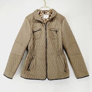 Laundry By Shelli Segal Brown Long Sleeve Zip Up Puffer Jackets Z8